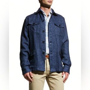 Sid Mashburn Indigo Linen Twill Military Jacket